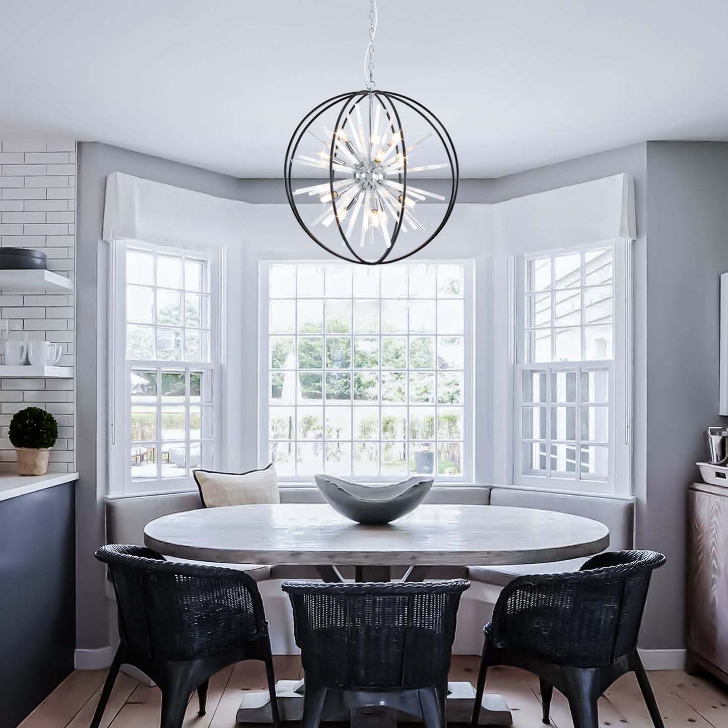 Brio 27" 10-light Modern Black and Silver Orb Chandelier