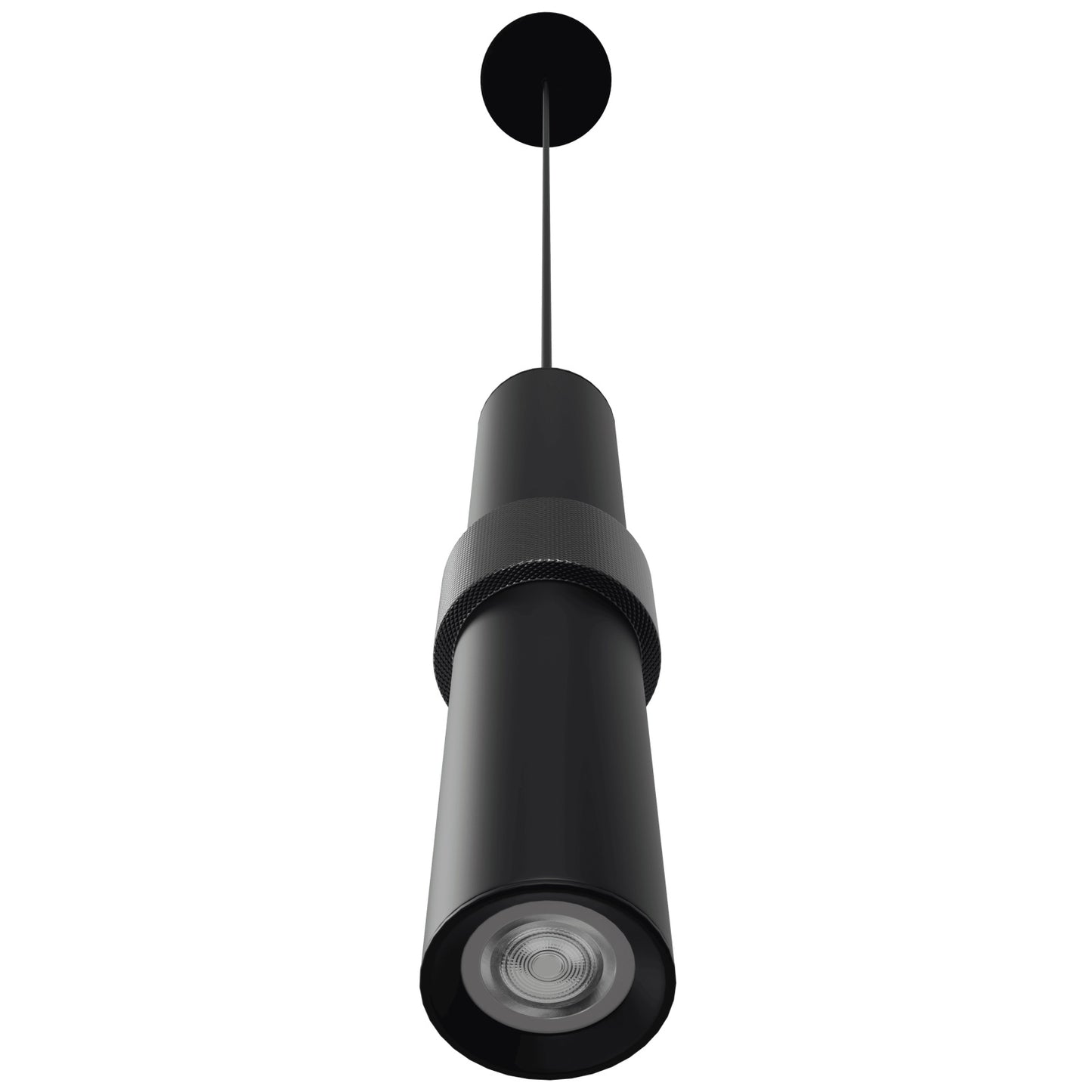 Cicada 1-Light Black With Knurled Black Pendant Light