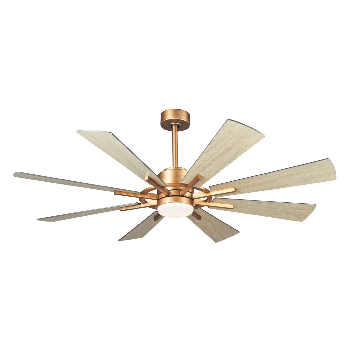 60" Windmill Ceiling Fan with Light & Remote – Farmhouse Gold, 8-Blade, DC Motor, Indoor/Outdoor