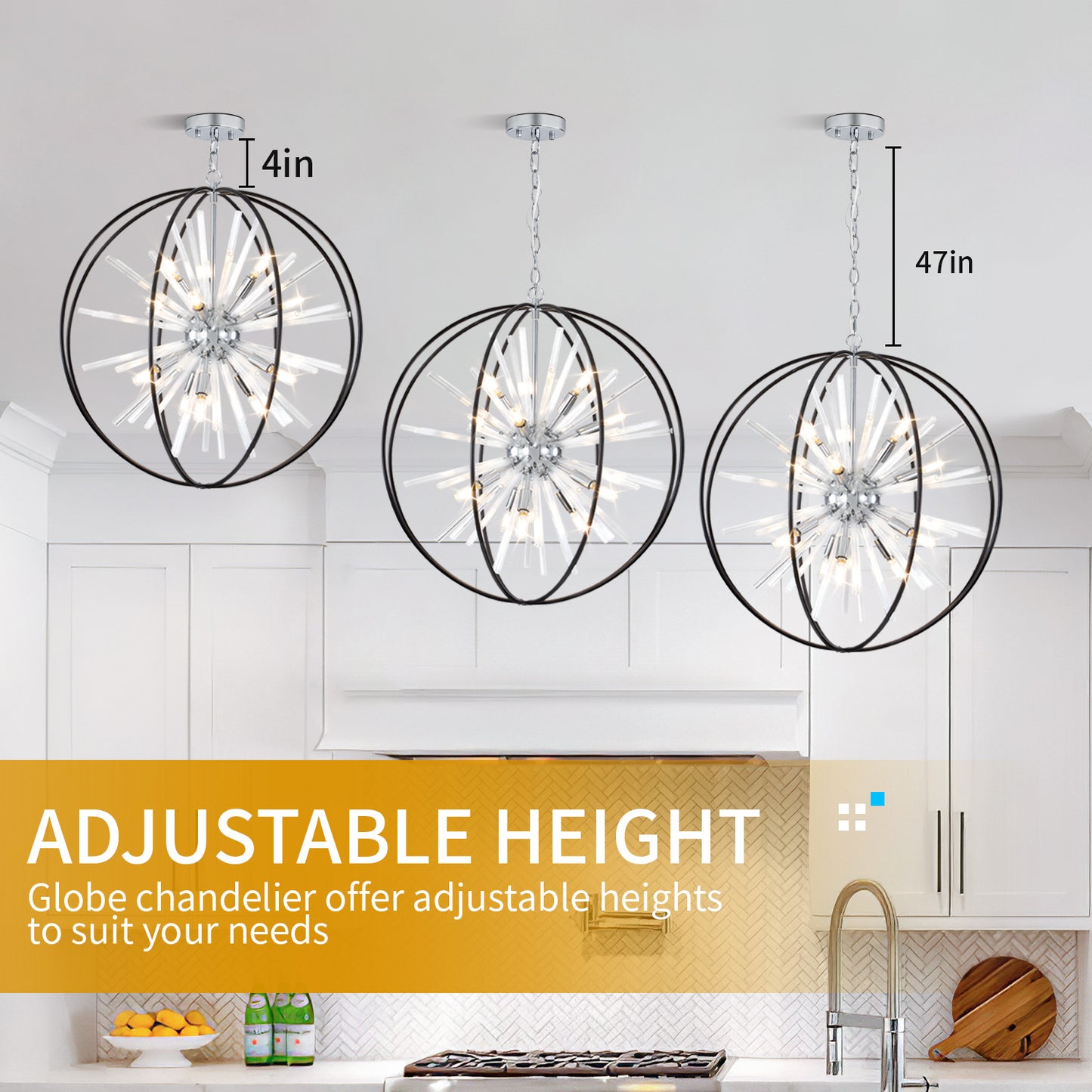 Brio 27" 10-light Modern Black and Silver Orb Chandelier