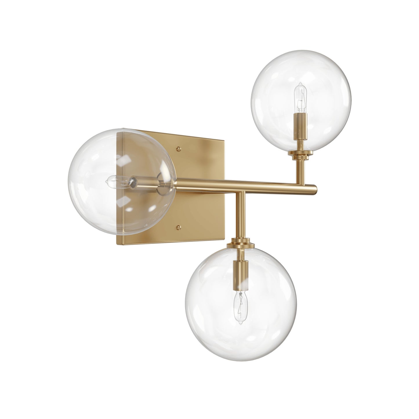 Delilah 3-Light Aged Brass Clear Globe Wall Sconce