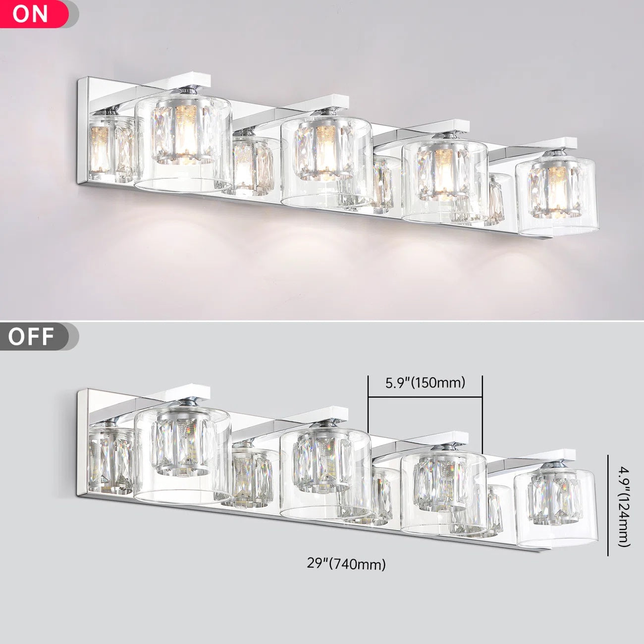 Kolt Chrome Traditional 4-Light Bathroom Vanity Light