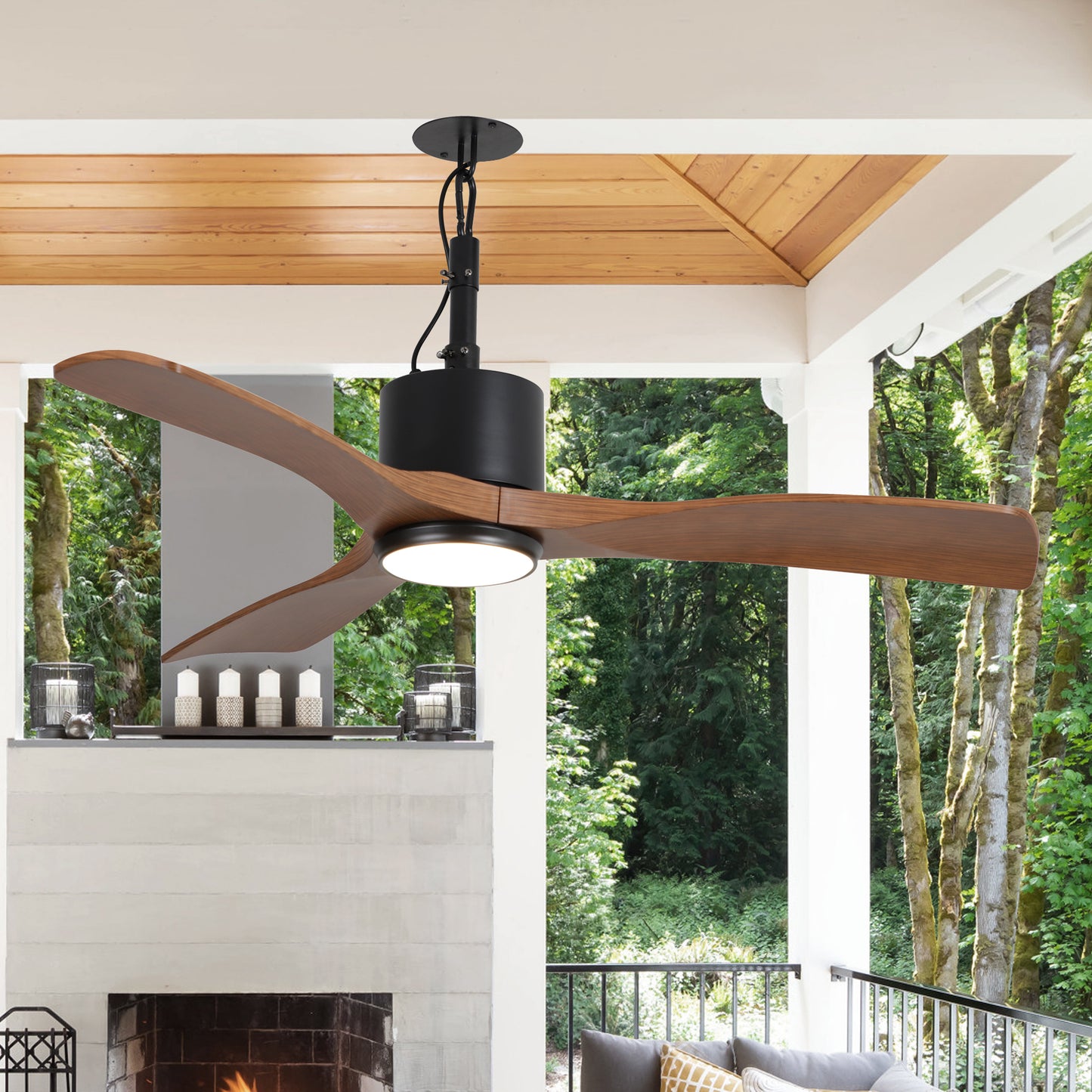 42" Indoor/Outdoor Black Plug-In Ceiling Fan with LED Light