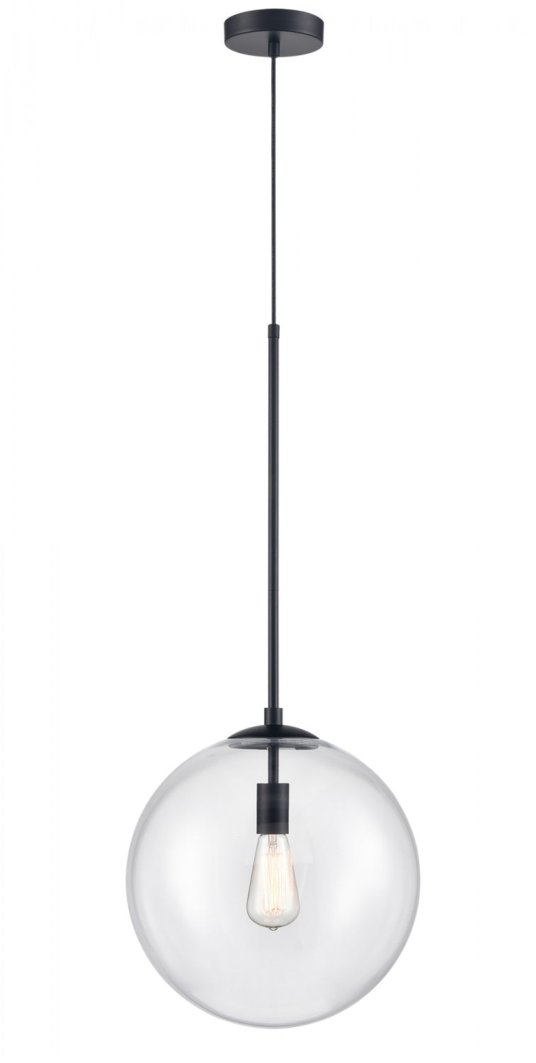 Delilah 1-Light Matte Black Clear Globe Pendant Light
