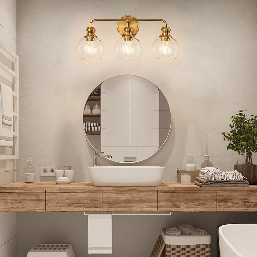 Irvine Gold Modern Clear Glass 3-Light Vanity Light