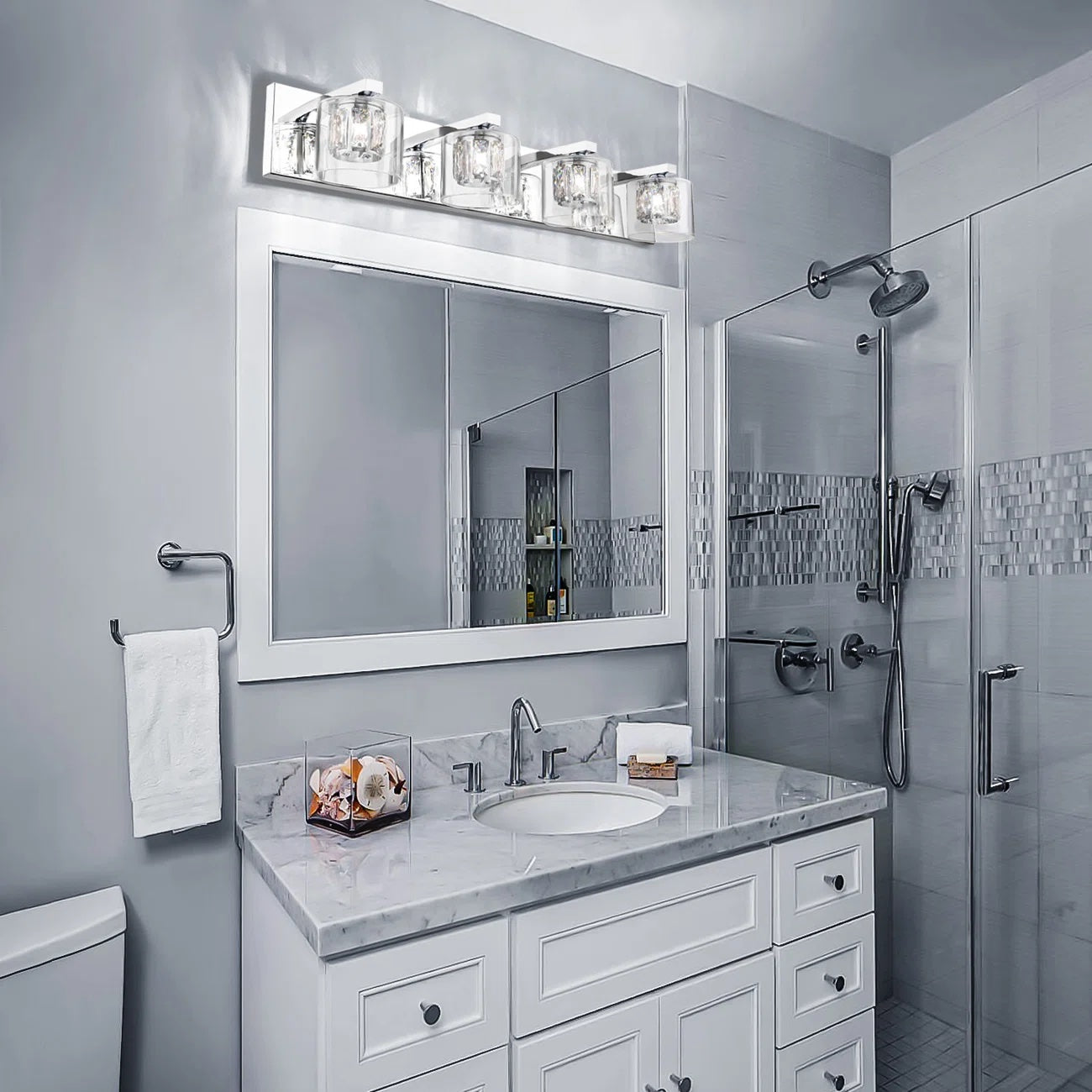 Kolt Chrome Traditional 4-Light Bathroom Vanity Light