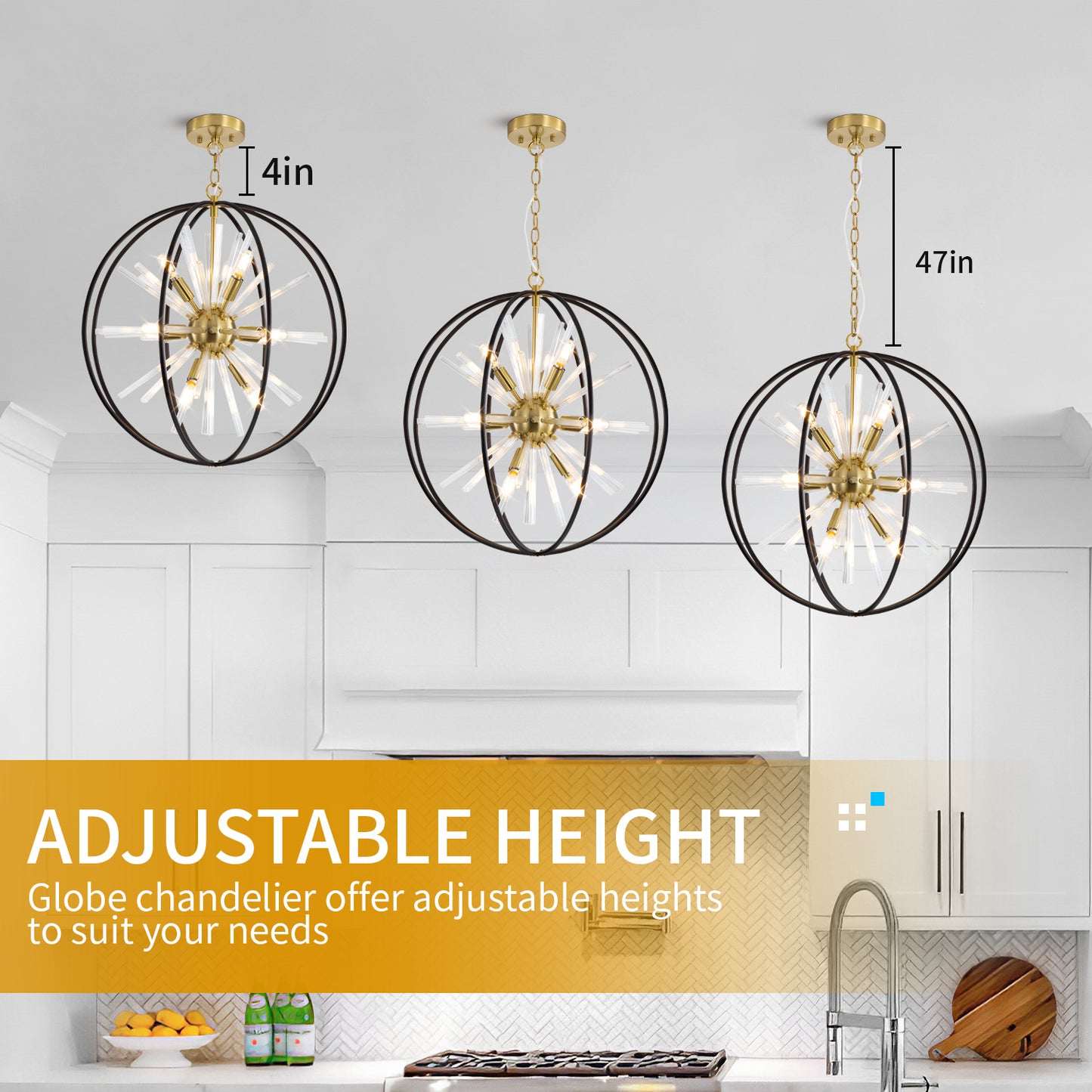 Brio 22" 10-light Modern Black and Gold Orb Chandelier