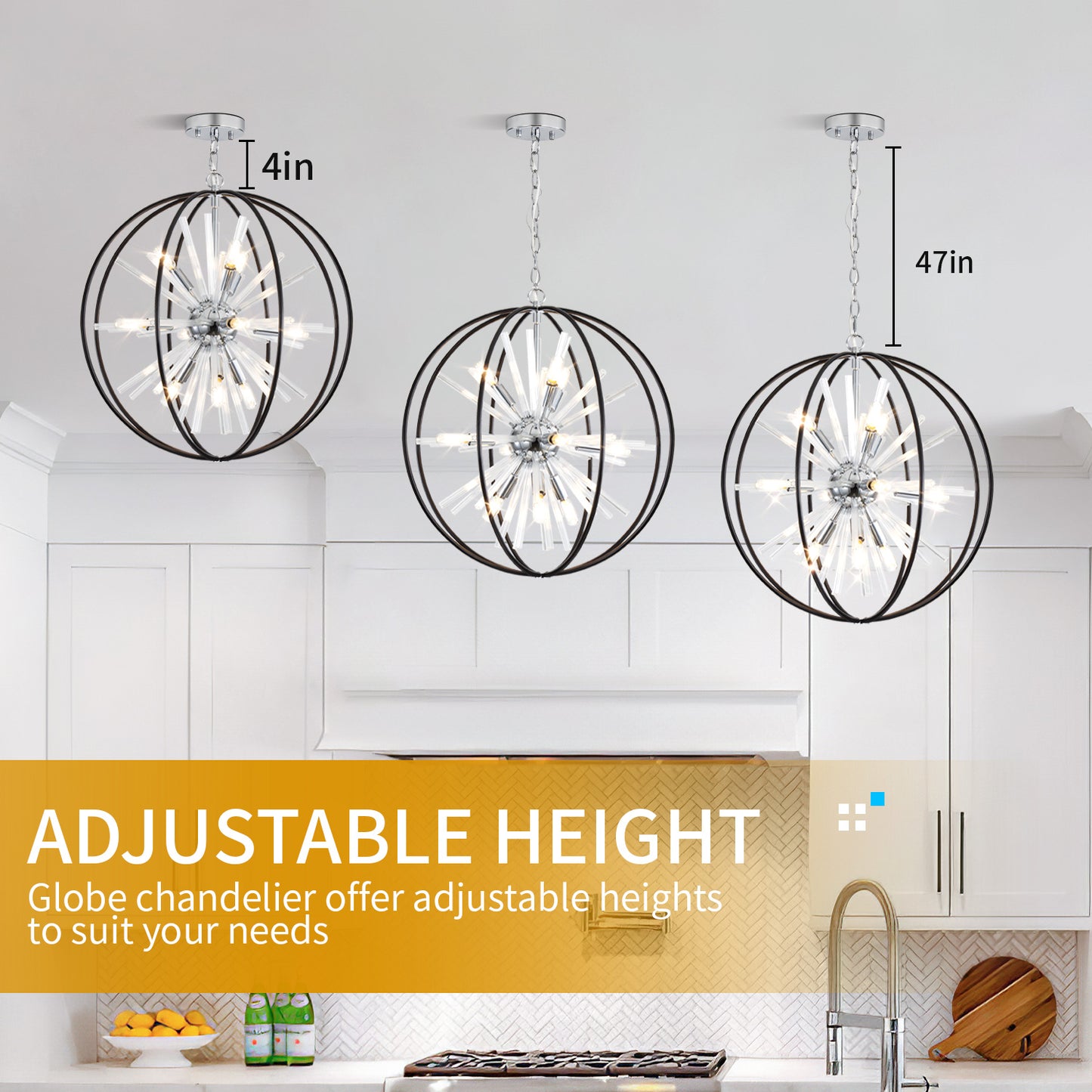 Brio 22" 10-light Modern Black and Silver Orb Chandelier