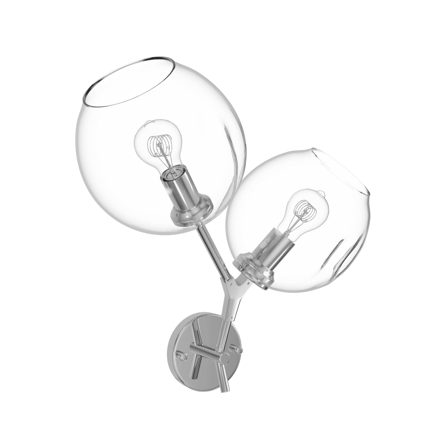 Fairfax Ave 2-Light Matte Chrome Hand-Blown Glass Wall Sconce