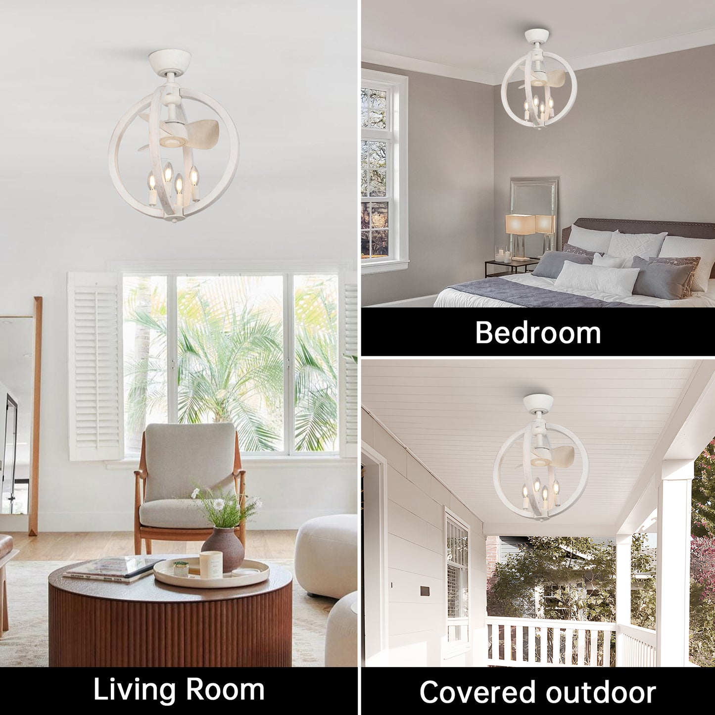 BreezeLite Modern 18.4" Antique White Indoor Ceiling Fan