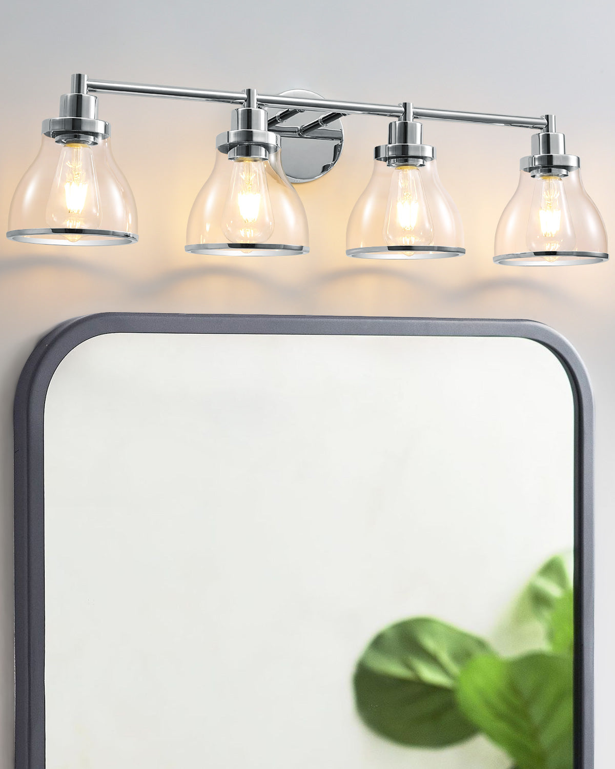 Hermosa Polished Nickel 4-Light Bathroom Vanity Light