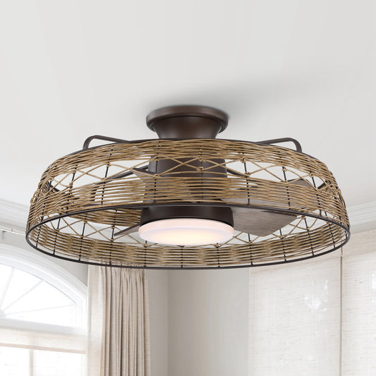 27" 5-Blade Rustic Farmhouse Ceiling Fan with Light