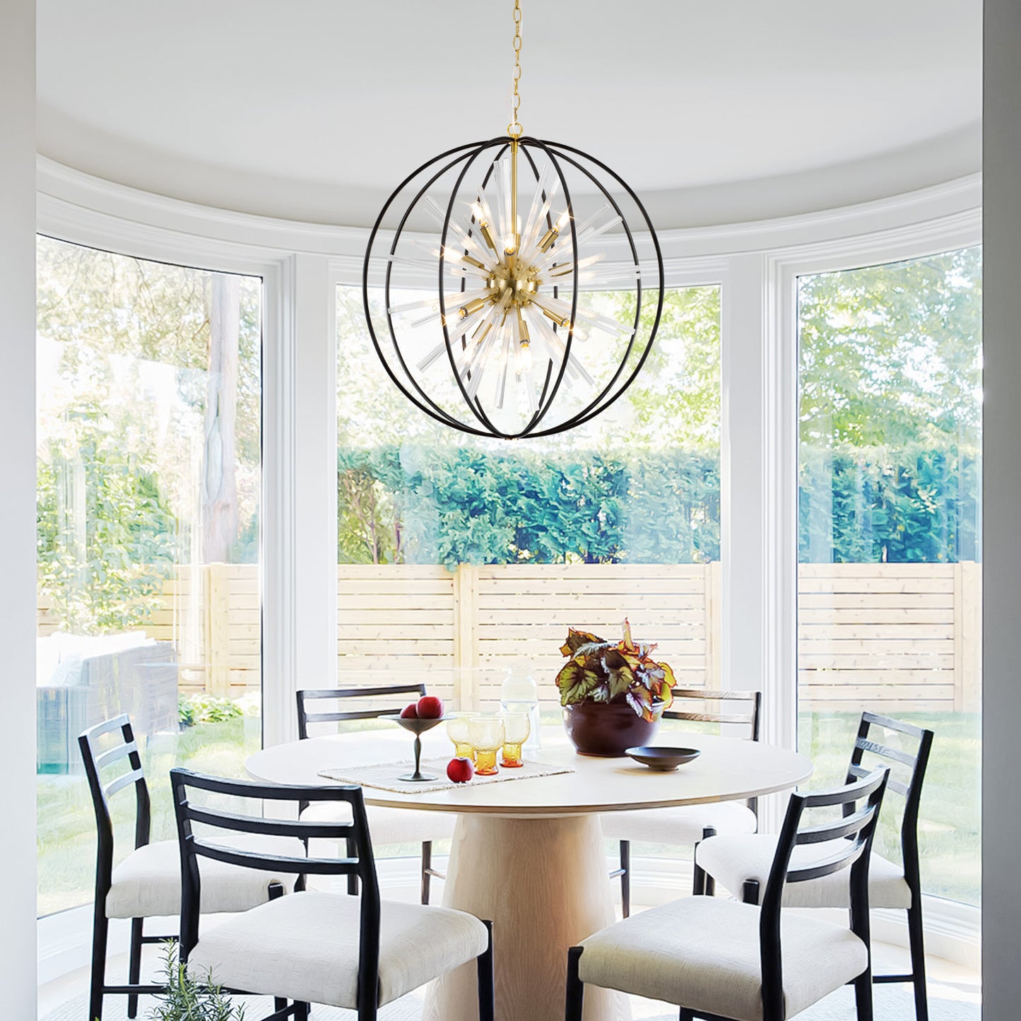 Brio 27" 10-light Modern Black and Gold Orb Chandelier