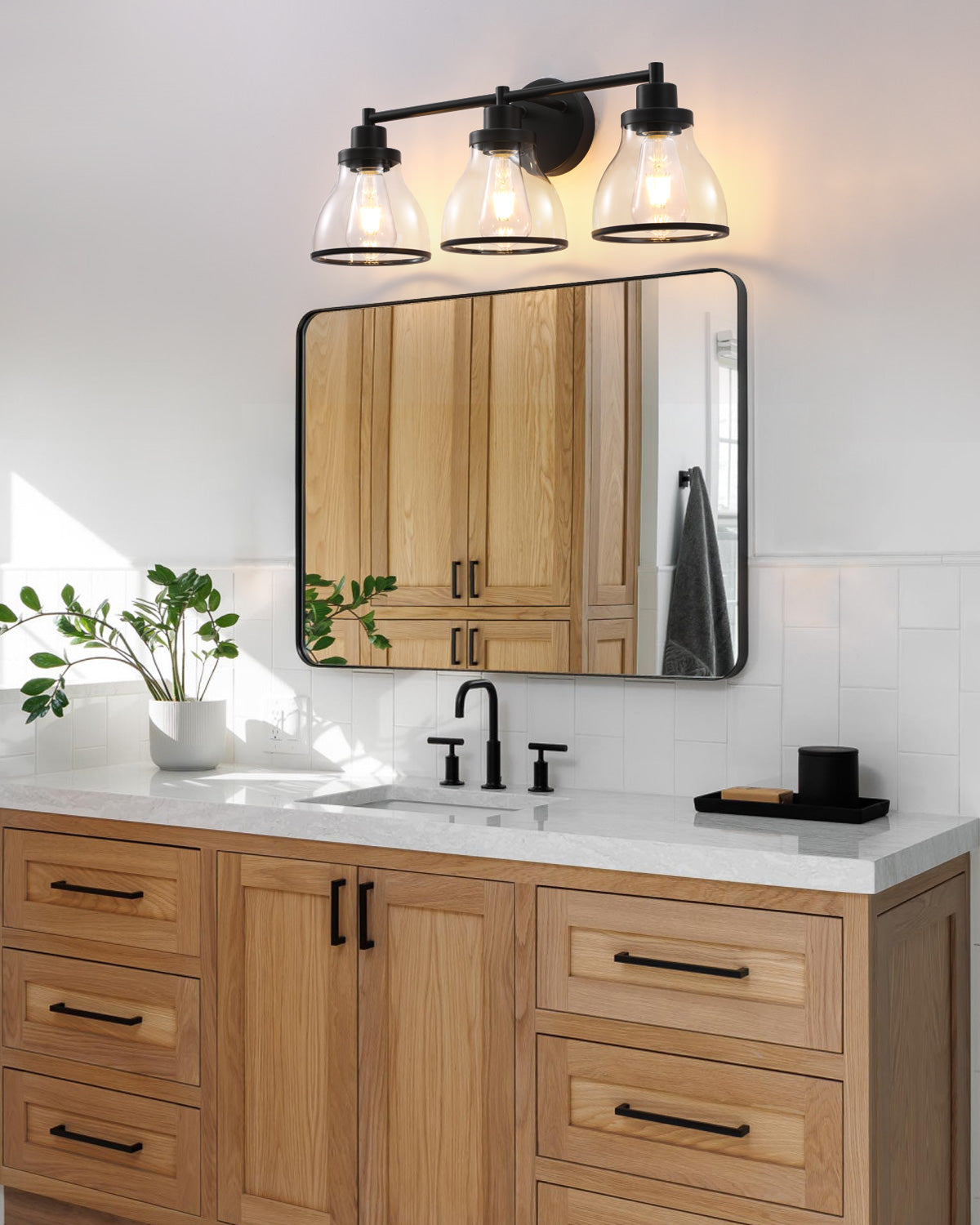 Hermosa Black 3-Light Bathroom Vanity Light
