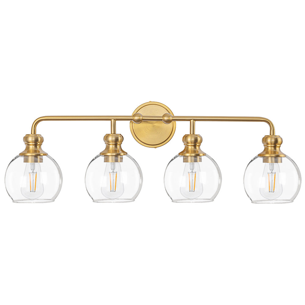 Irvine Gold Modern Clear Glass 4-Light Vanity Light