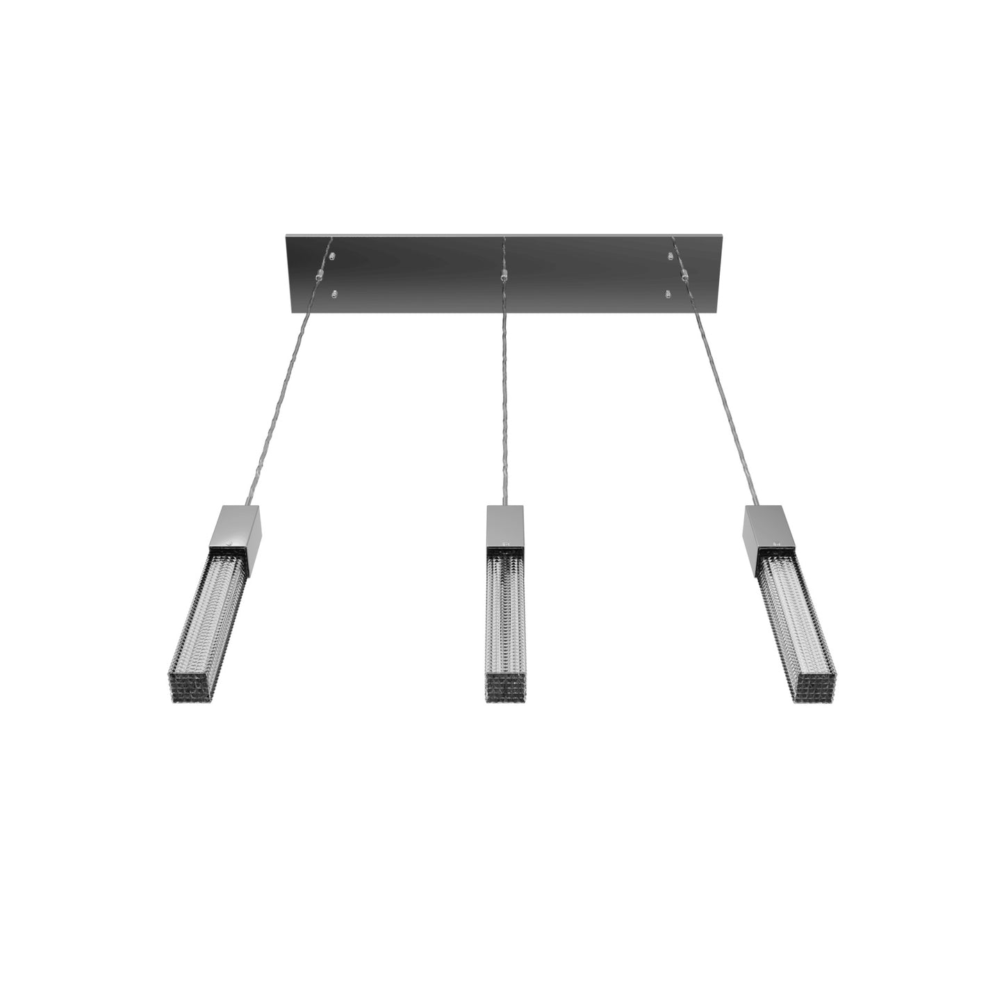 Boa 3-Light LED Polished Chrome Studded Glass Linear Chandelier