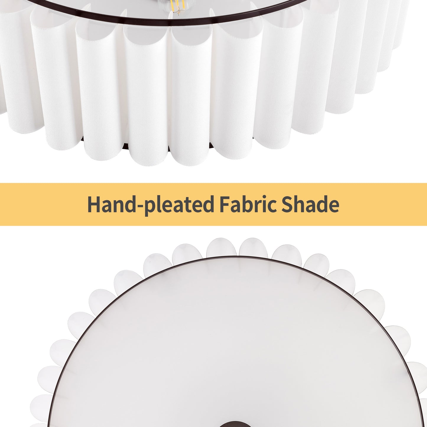 24" Drum Chandelier 5-Light – Bronze Ceiling Light with White Linen Shade