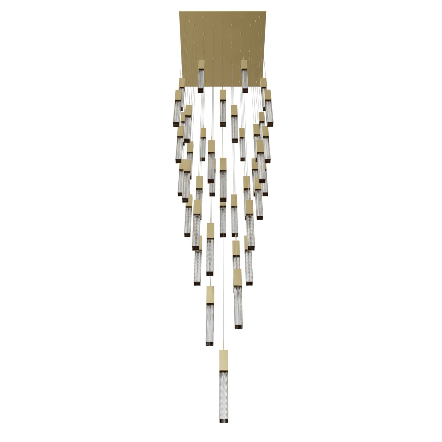 Boa 41-Light LED Brushed Brass Studded Glass Pendant Light