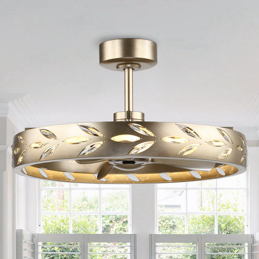 29" Perimost Modern Gold Crystal LED Ceiling Fan