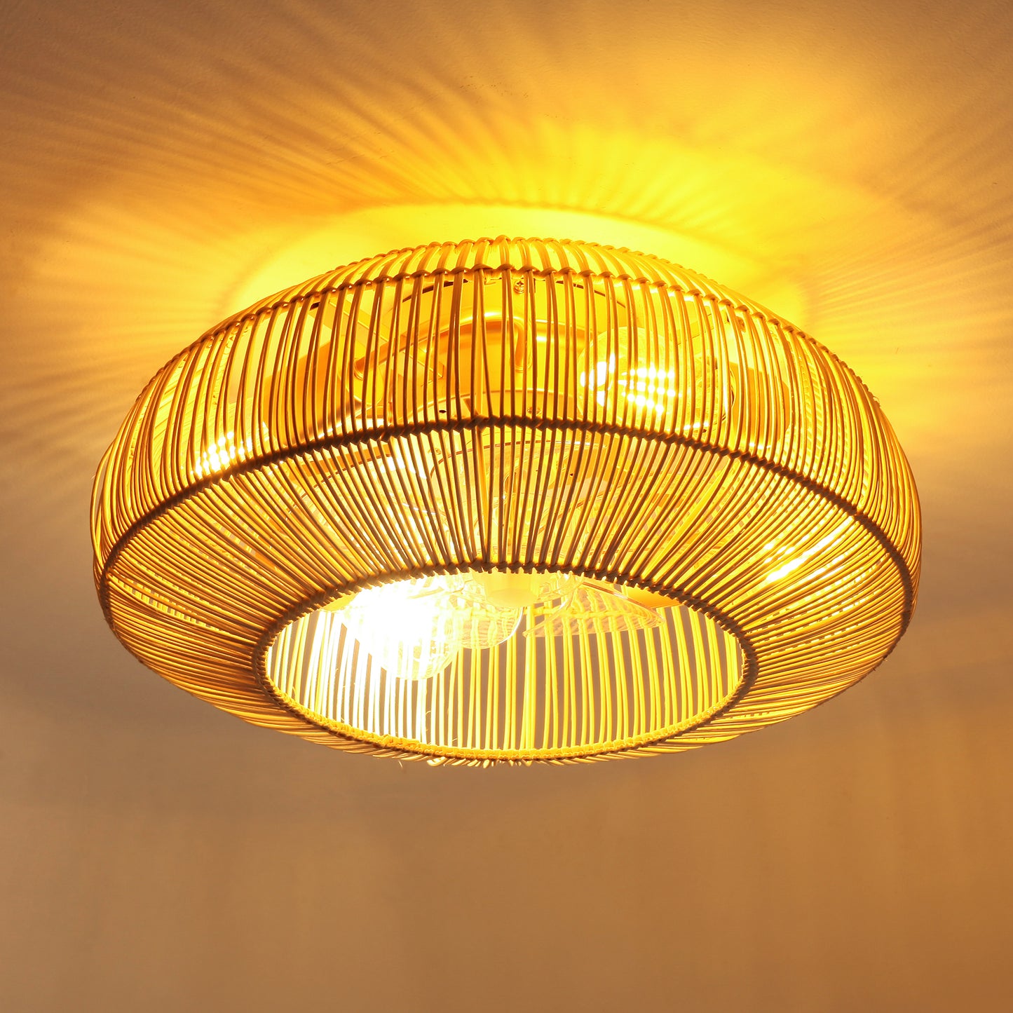 20" 4-Light Farmhouse Flush Mount Ceiling Fan with Light