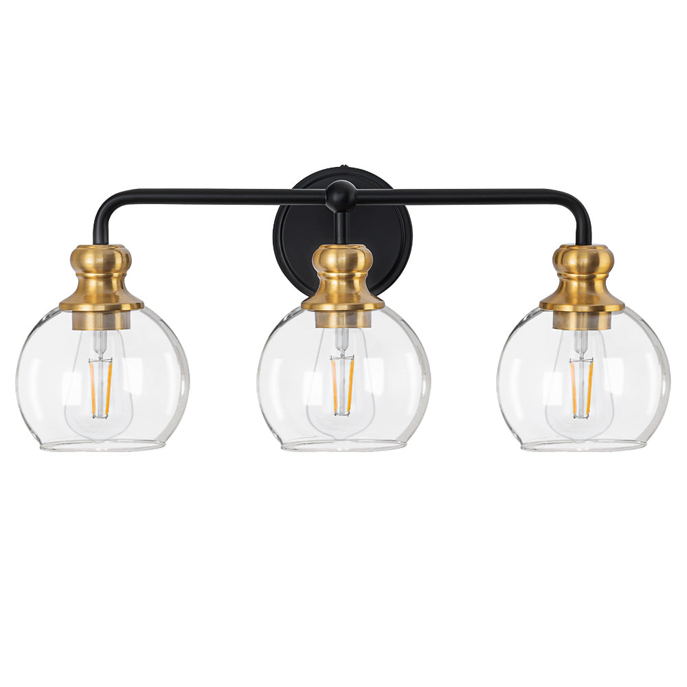 Irvine Black and Gold Modern 3-Light Vanity Light