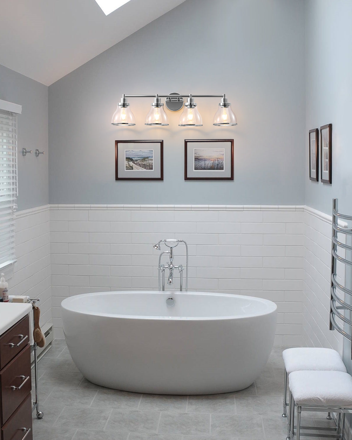 Hermosa Polished Nickel 4-Light Bathroom Vanity Light