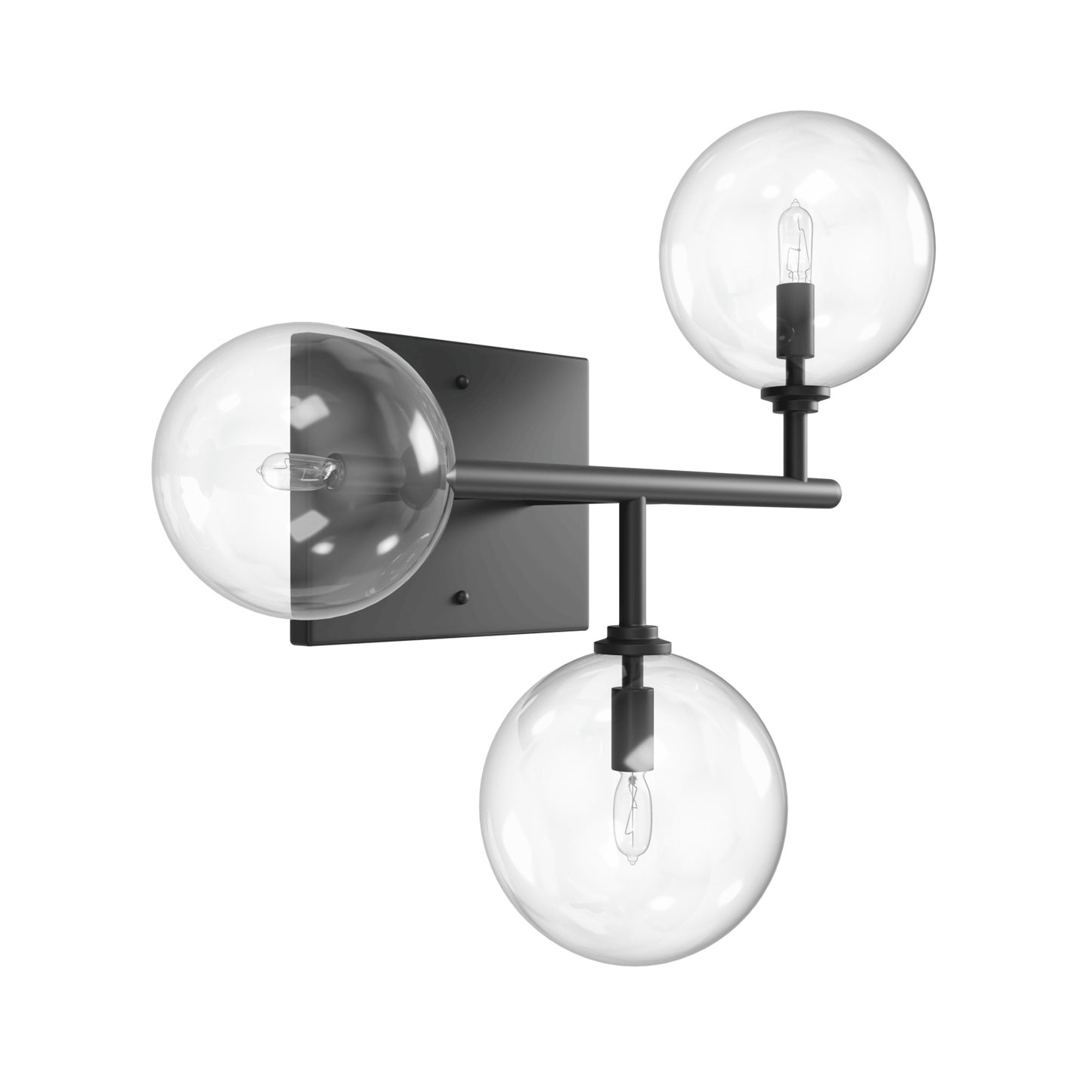 Delilah 3-Light Matte Black Clear Globe Wall Sconce