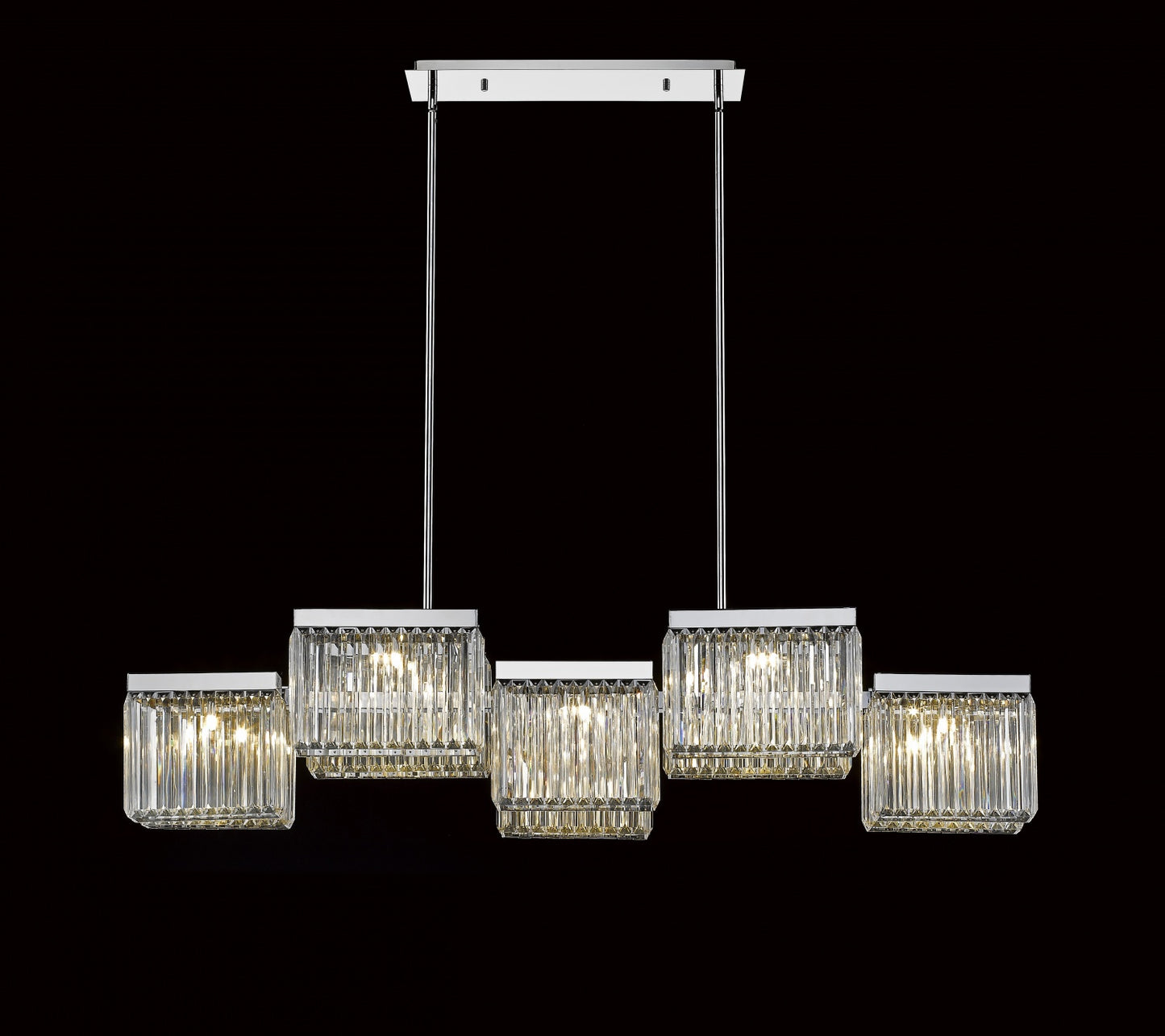 Broadway 10-Light Polished Nickel Crystal Linear Chandelier