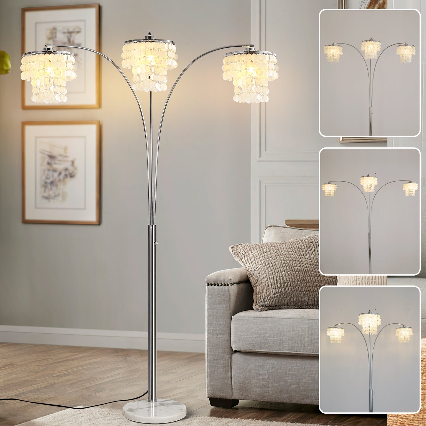 Brio 90" 3-Light Modern Arc Floor Lamp