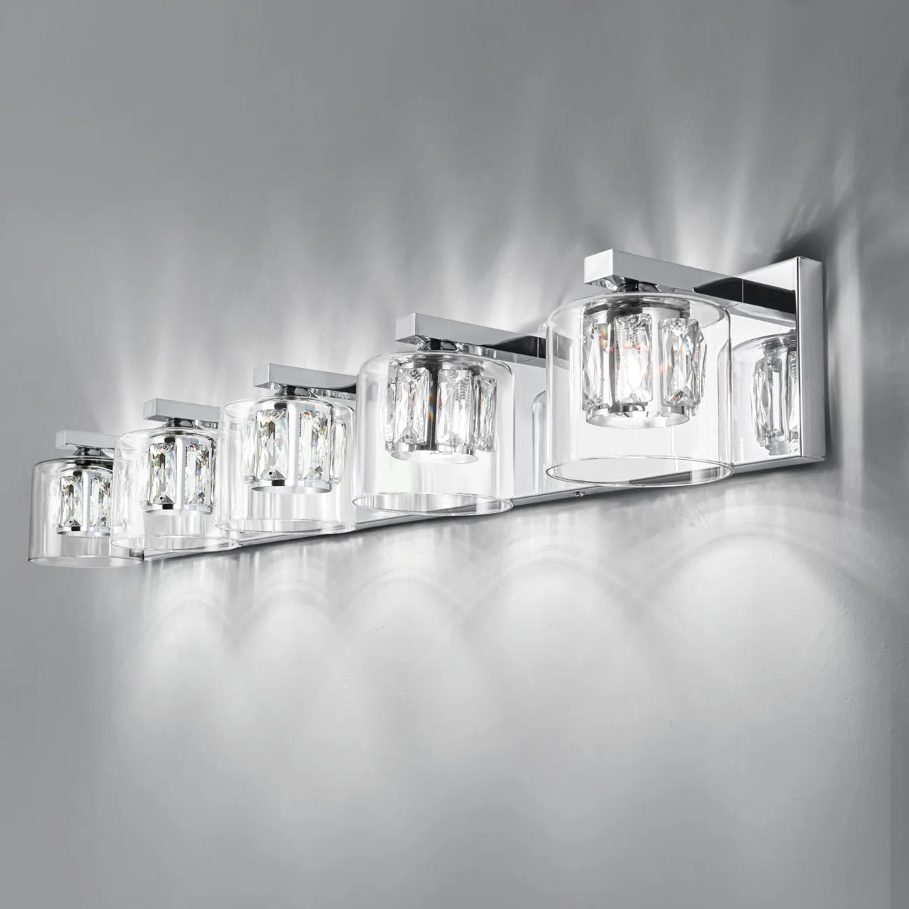 Kolt Chrome Traditional 5-Light Bathroom Vanity Light