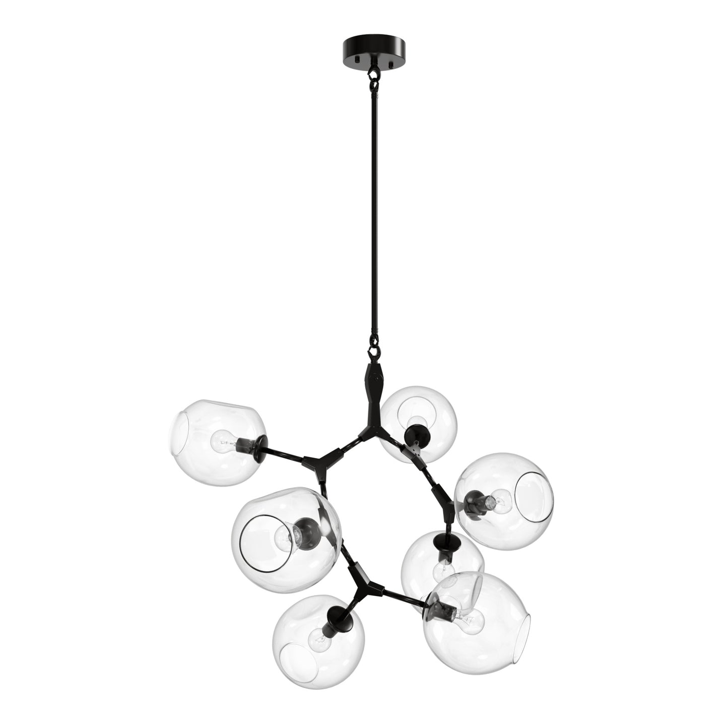 Fairfax Ave 7-Light Dark Bronze Hand-Blown Glass Chandelier