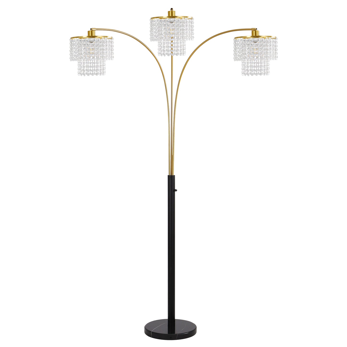 Brio 85" 3-Light Modern Gold Crystal Arc Floor Lamp
