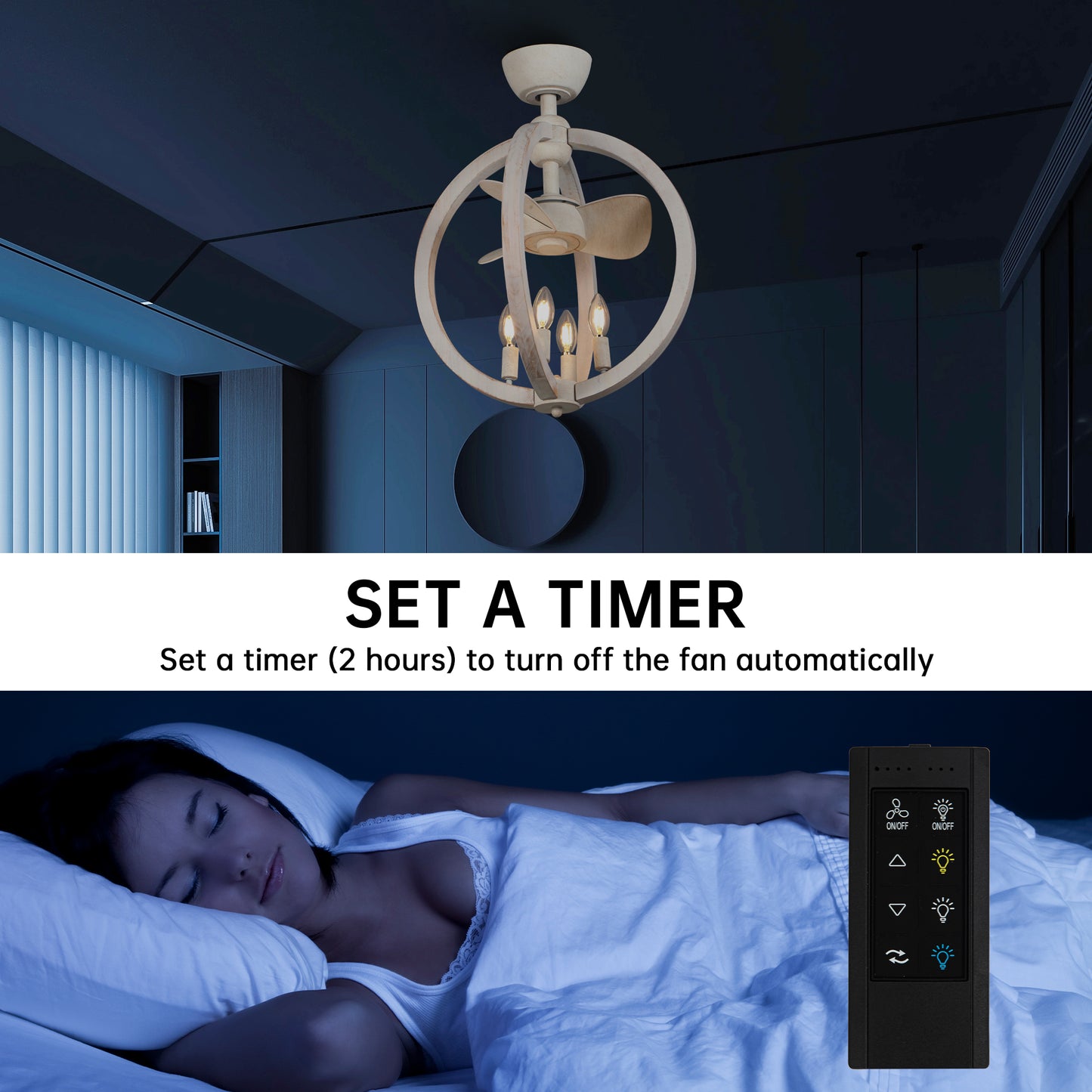 BreezeLite Modern 18.4" Antique White Indoor Ceiling Fan