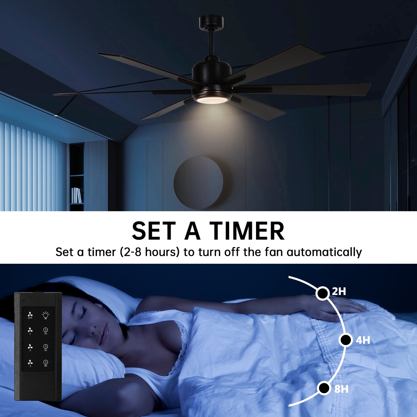 BreezeLite Modern 65" Matte Black LED Downrod Ceiling Fan
