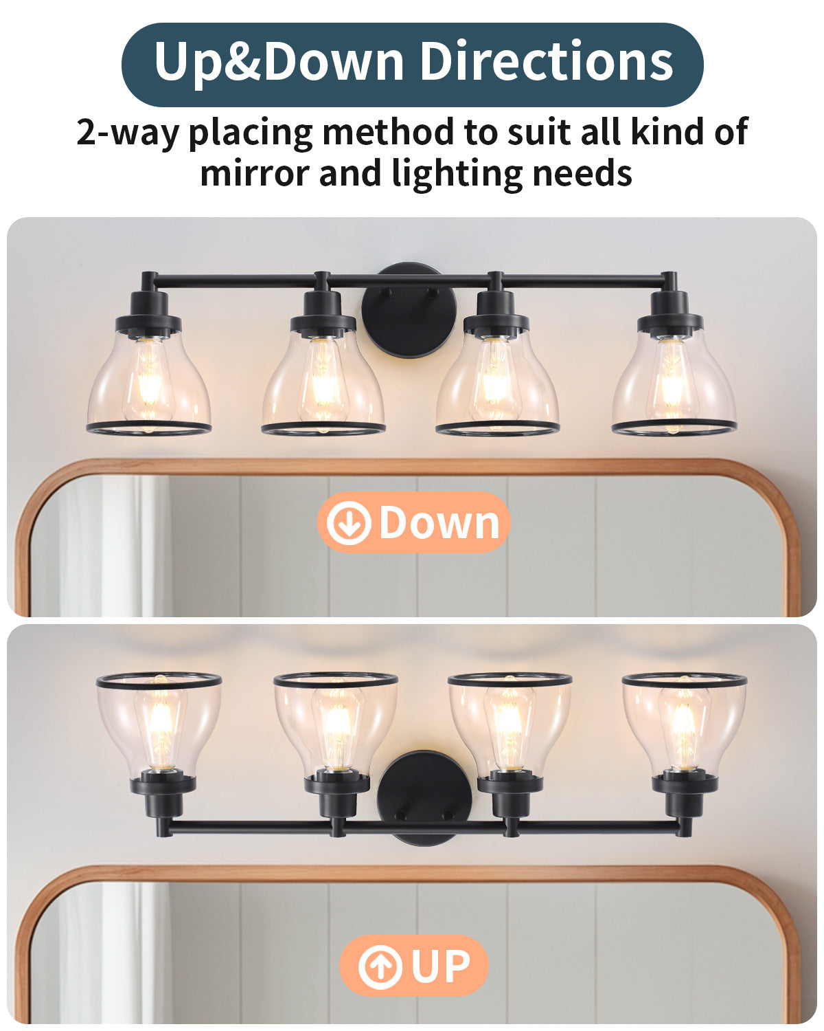 Hermosa Black 4-Light Bathroom Vanity Light