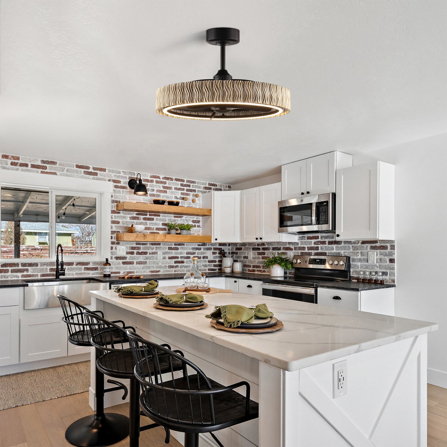 29" Farmhouse Fandelier Ceiling Fan with LED Light