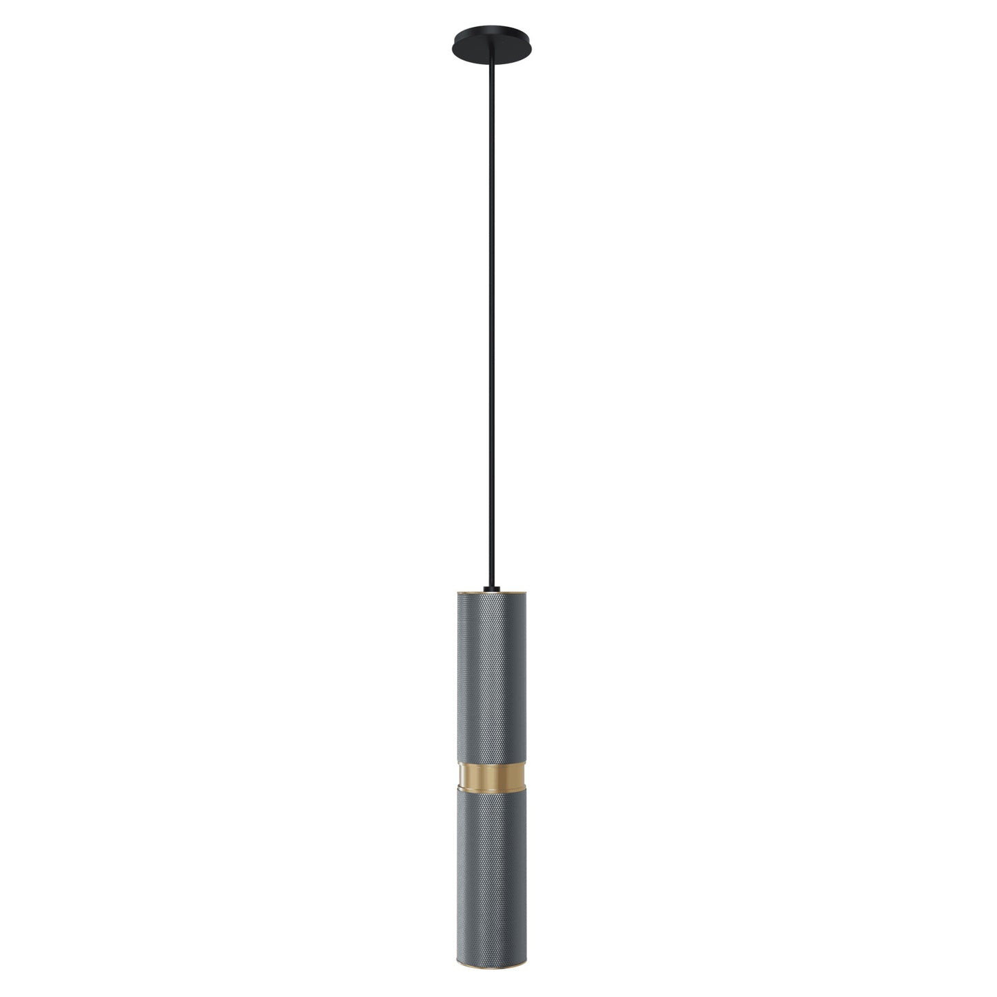 Cicada 1-Light Knurled Light Grey With Brass Pendant Light