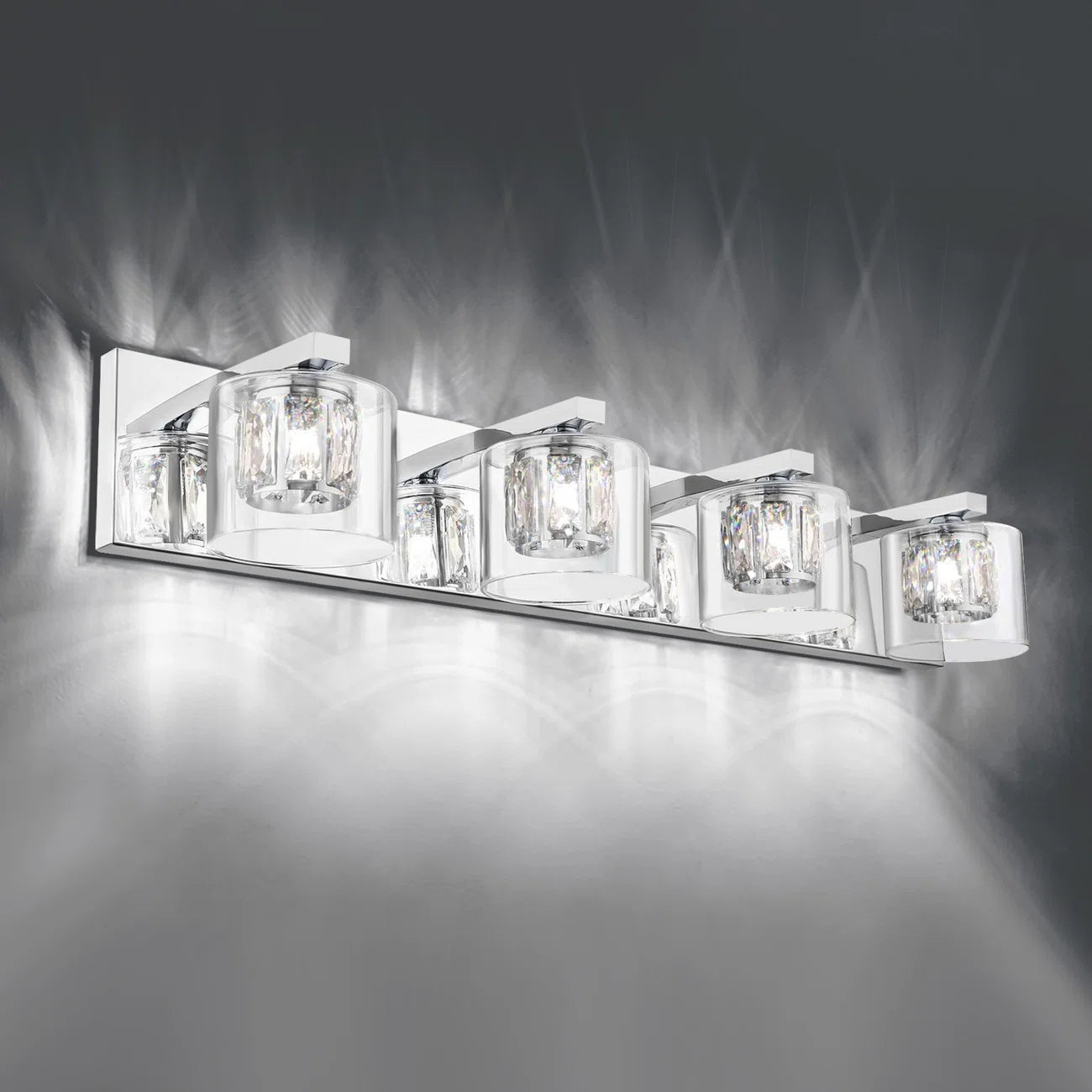 Kolt Chrome Traditional 4-Light Bathroom Vanity Light