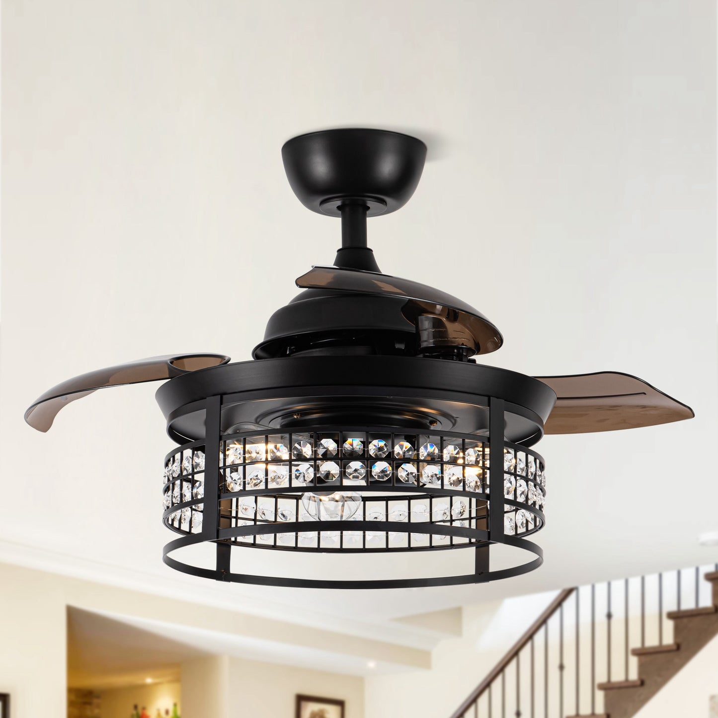 36" 3-Blade 3-Light Modern Fandelier Ceiling Fan with Light