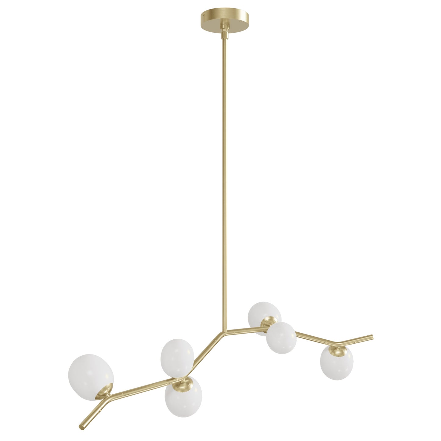 Hampton 6-Light Brushed Brass with White Glass Chandelier