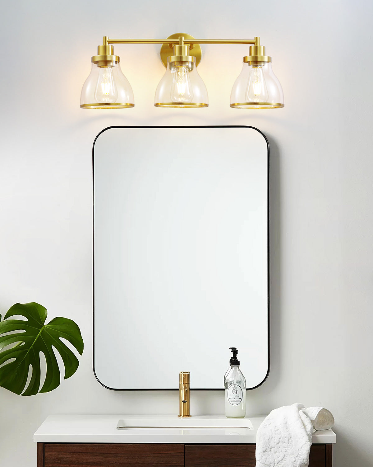 Hermosa Gold 3-Light Bathroom Vanity Light