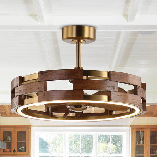 28" Perimost 6-Speed Gold LED Ceiling Fan