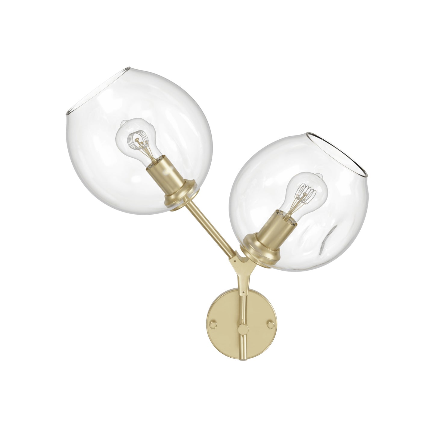 Fairfax Ave 2-Light Brushed Brass Hand-Blown Glass Wall Sconce