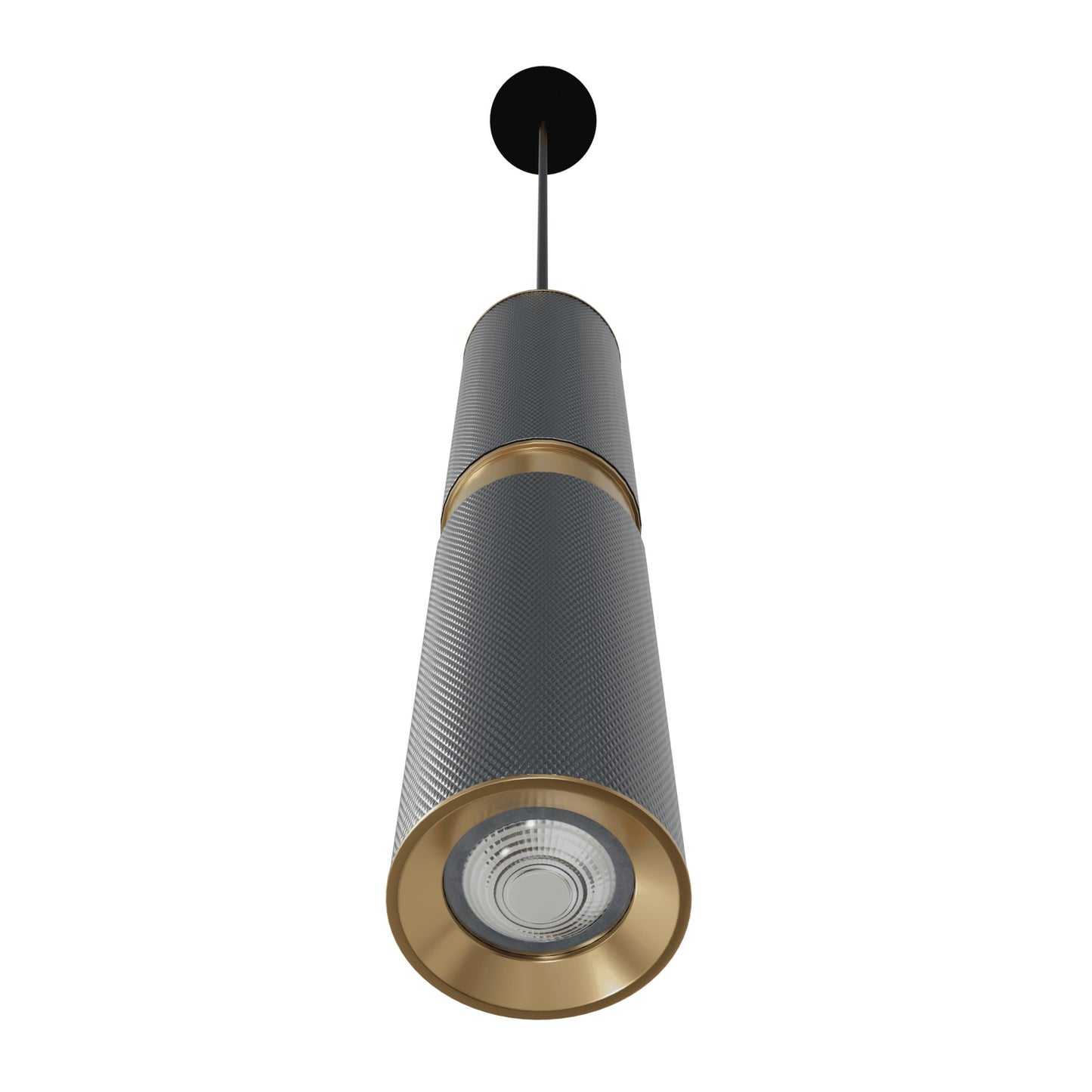 Cicada 1-Light Knurled Light Grey With Brass Pendant Light