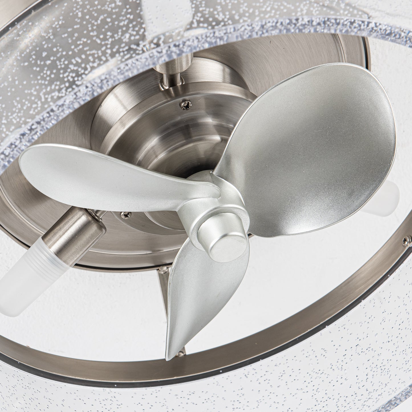 13" 3-Light Satin Nickel Flush Mount Ceiling Fan with Light
