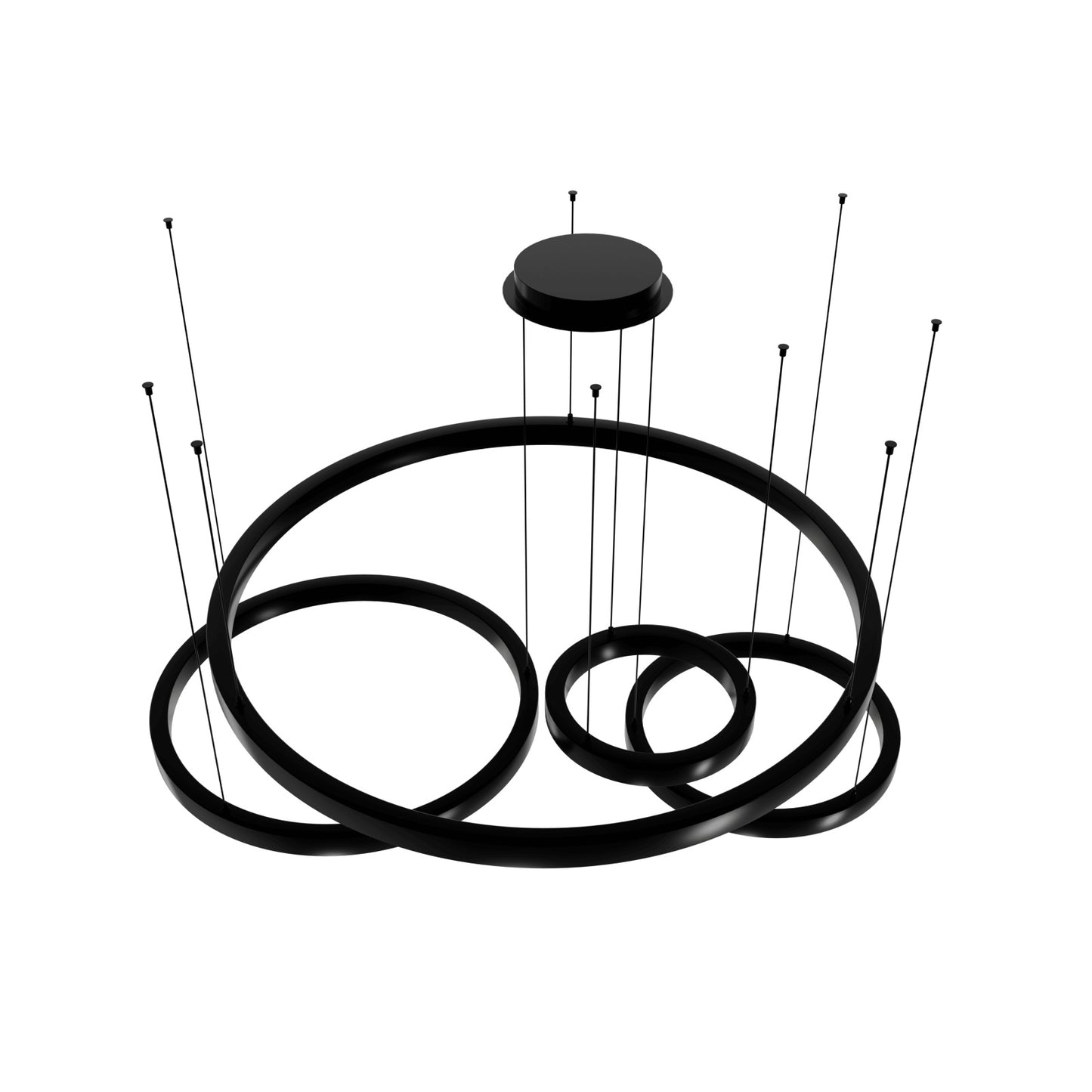 Aria 4-Ring Modern Black LED Pendant Light
