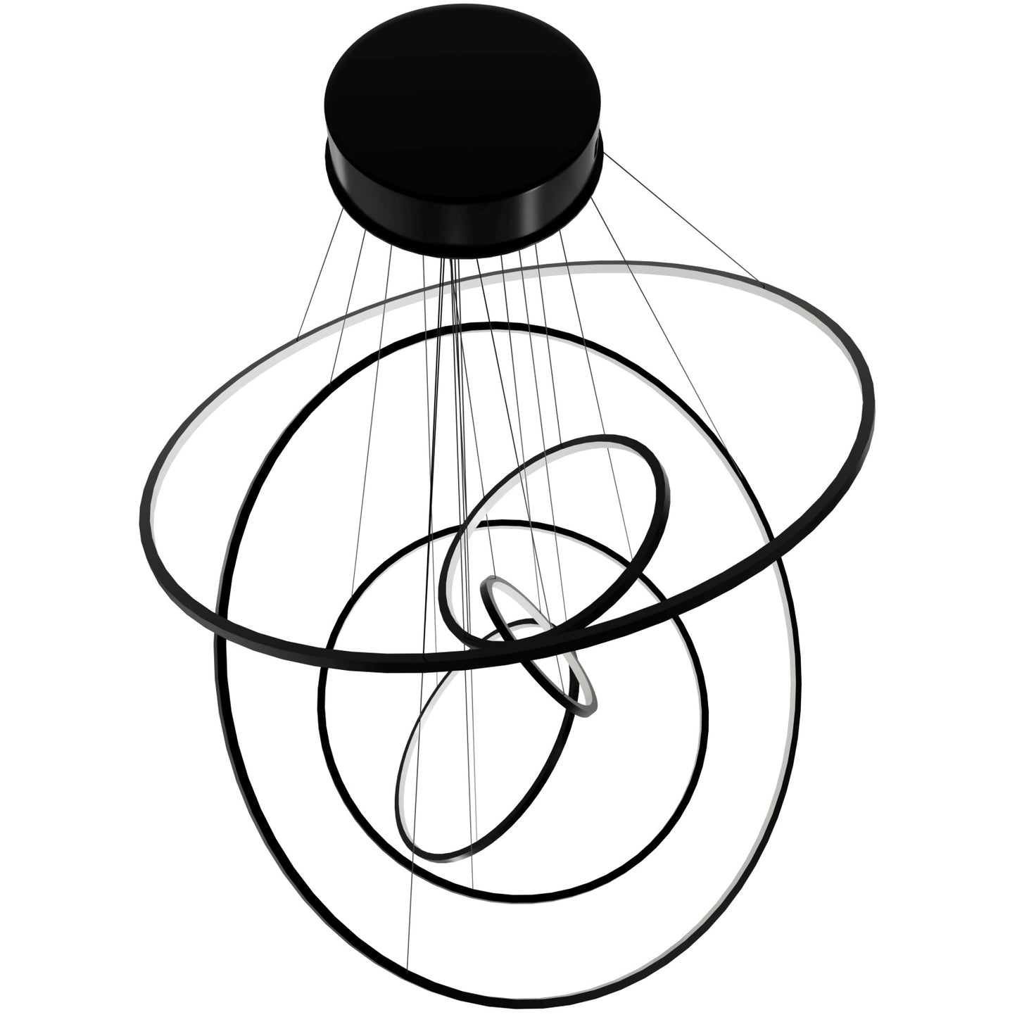 Aria 6-Ring Modern Black LED Pendant Light