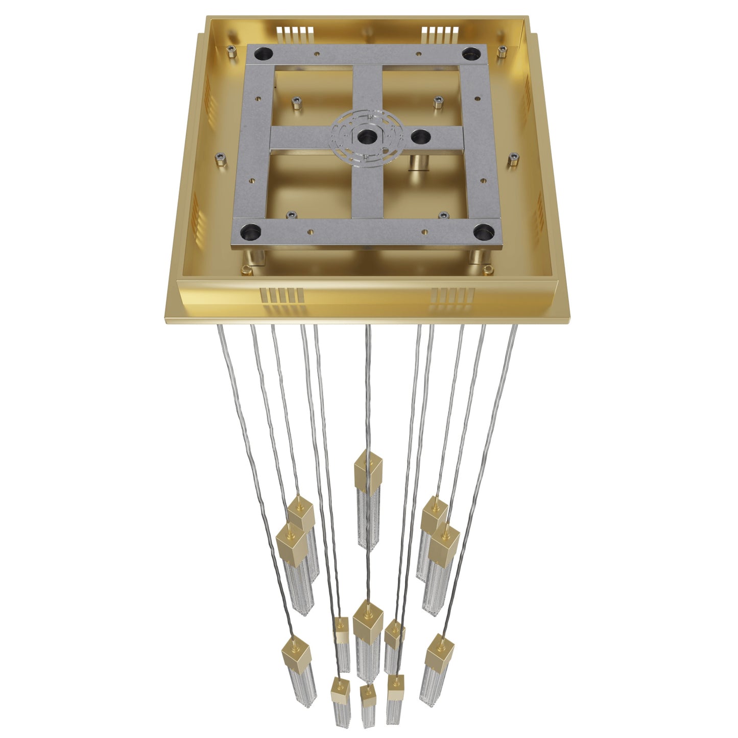 Boa 13-Light LED Brushed Brass Studded Glass Pendant Light