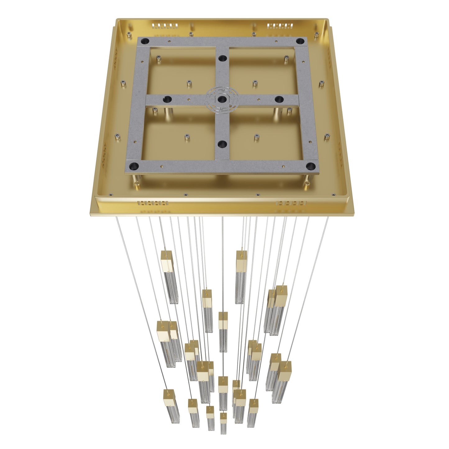 Boa 25-Light LED Brushed Brass Studded Glass Pendant Light