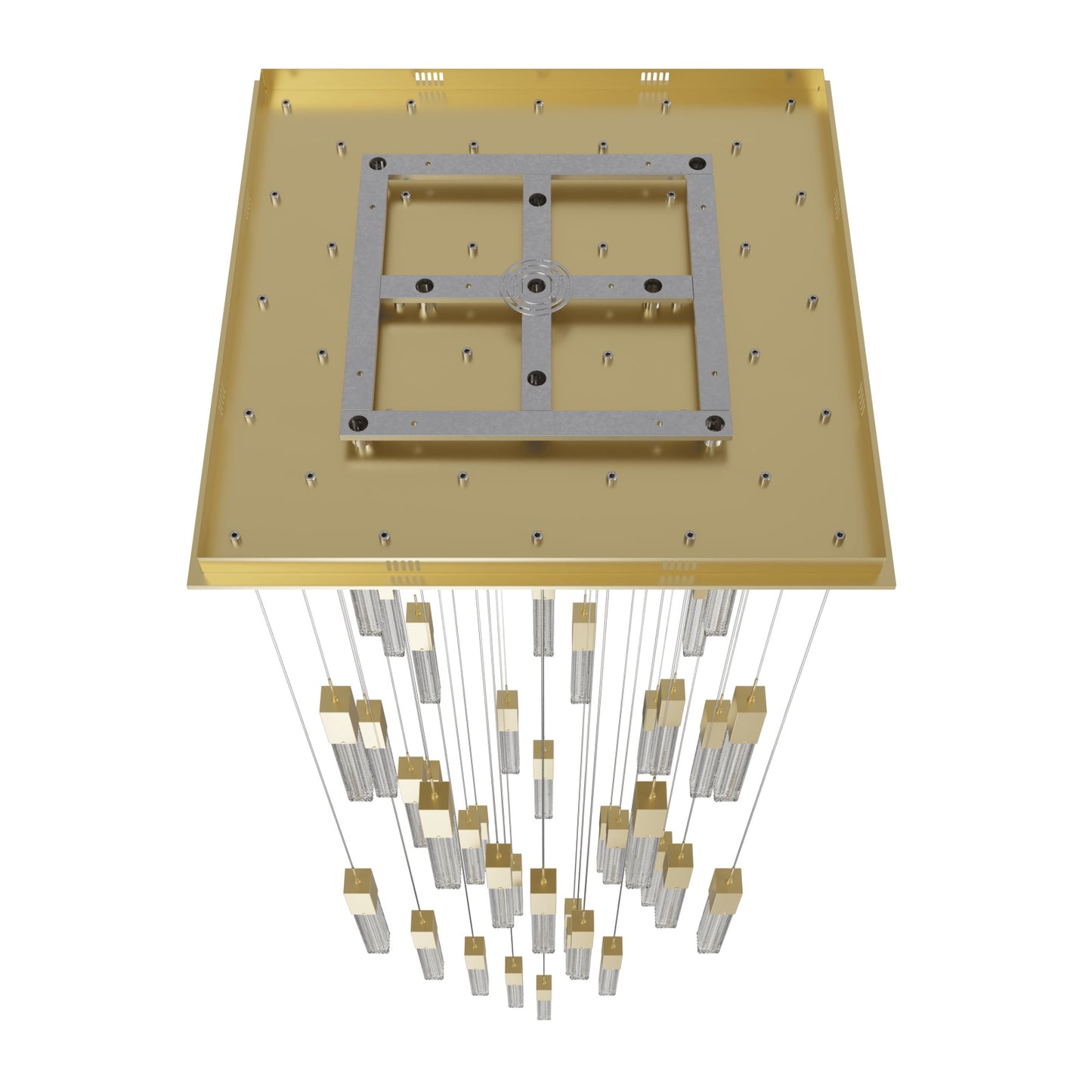 Boa 41-Light LED Brushed Brass Studded Glass Pendant Light